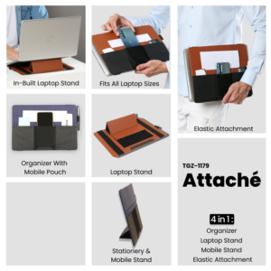 Attache – Laptop Stand, Organizer with Mobile Pouch