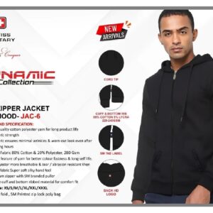 Swiss Military Premium Cotton Hooded Zipper Jacket Black
