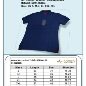 Arrow Mercerised Cotton T-Shirt – Female – Ink Blue