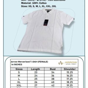 Arrow Mercerised Cotton T-Shirt – Female- White