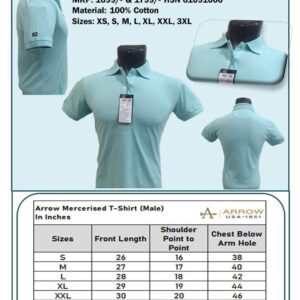 Arrow Mercerised Cotton T-Shirt – Male- Ice Blue