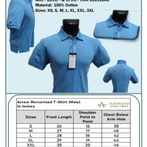 Arrow Mercerised Cotton T-Shirt – Male- Light Blue
