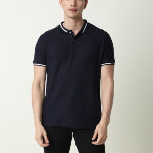 Polo With Tipping – Men – Navy Blue