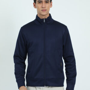 Rare Rabbit Bonded Fleece Jacket | Navy Blue