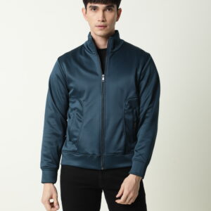 Rare Rabbit Bonded Fleece Jacket | Petrol Blue