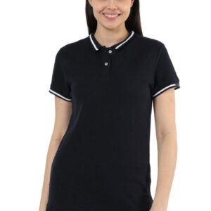 Polo With Tipping – Women – Navy Blue