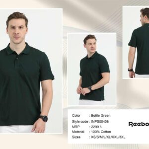 Reebok Cotton Polo Tshirt | Bottle Green