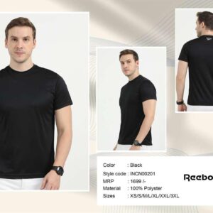 Reebok Polyester Round Neck Tshirt | Black