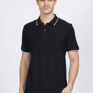 Wrogn Cotton Tipping Polo | Black