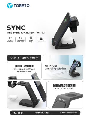 Toreto Sync 3 In 1 Wireless Charger