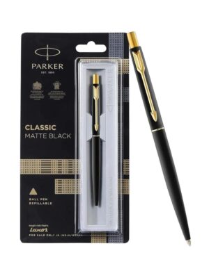 Parker Classic Matte Black Gold Trim Ball Point Pen