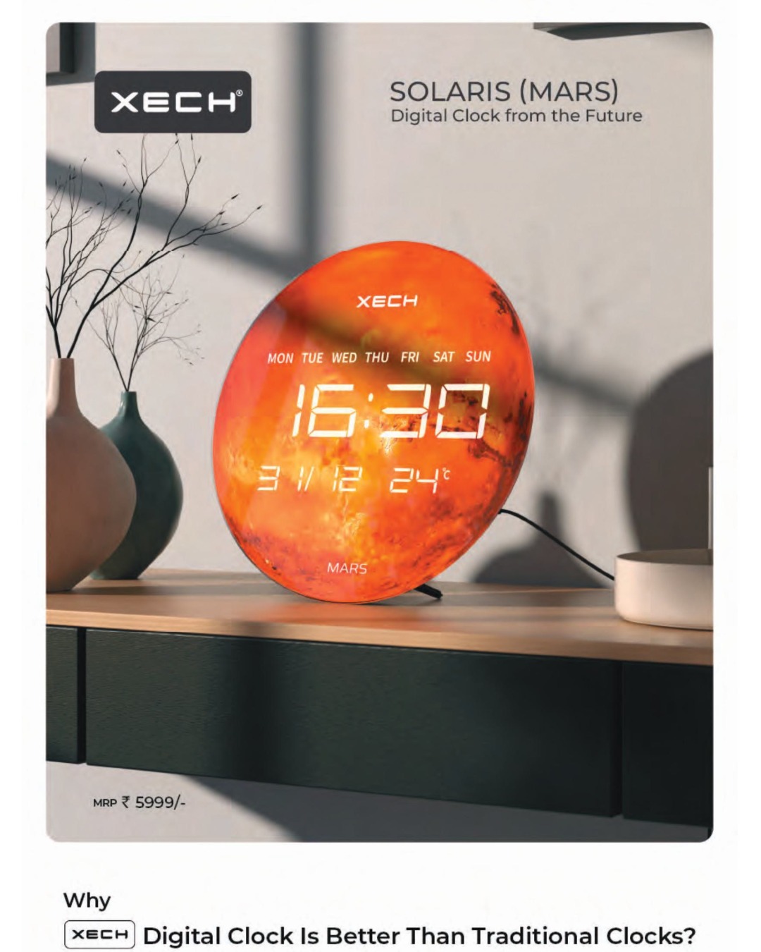 Xech Solaris Mars Digital Clock
