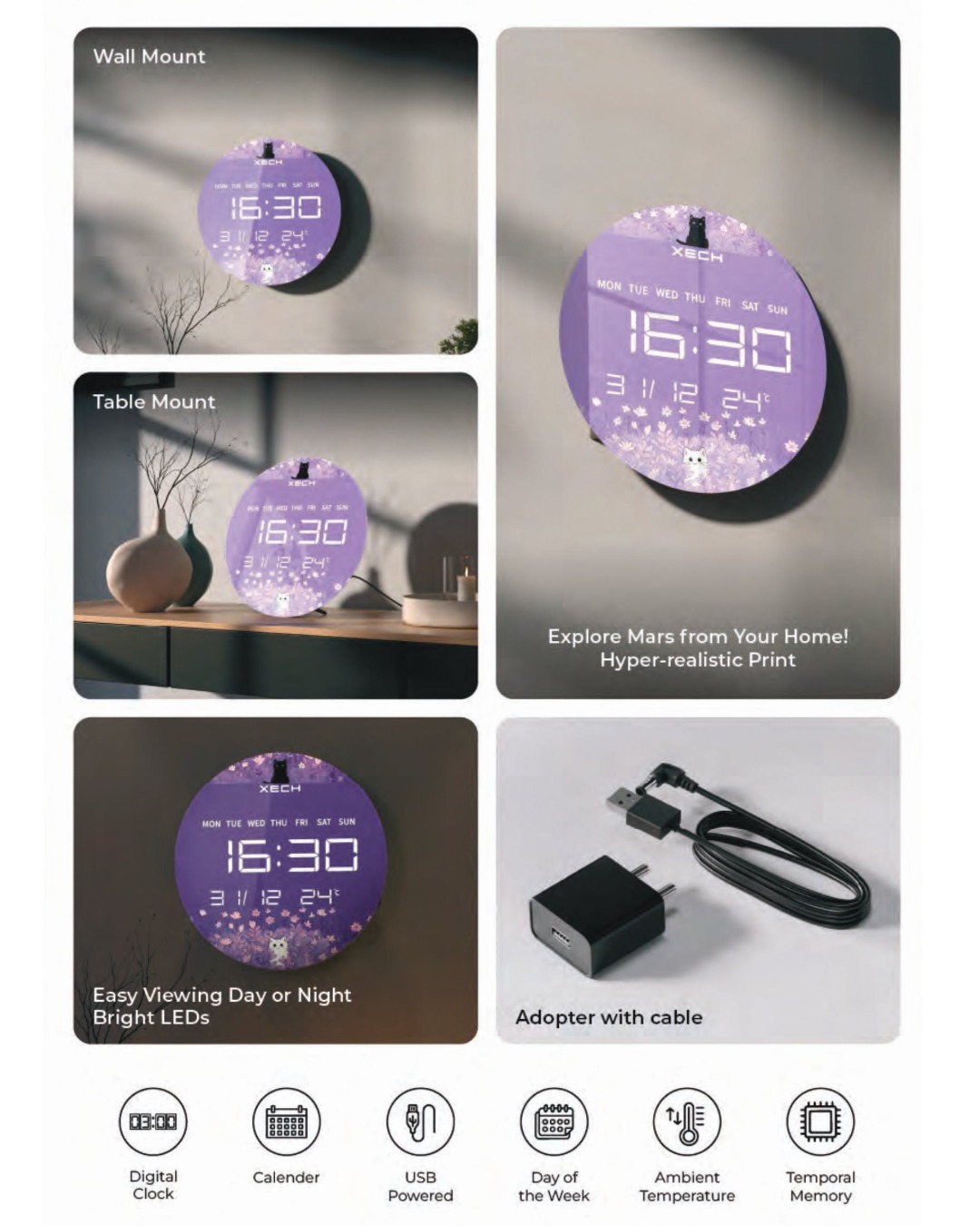 Xech Solaris Kitty Digital Clock - Image 2