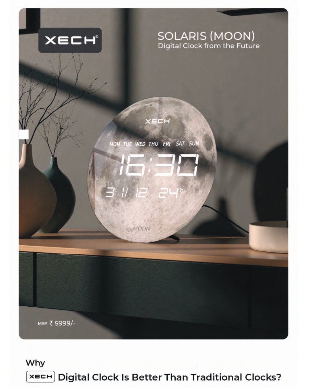 Xech Solaris Moon Digital Clock