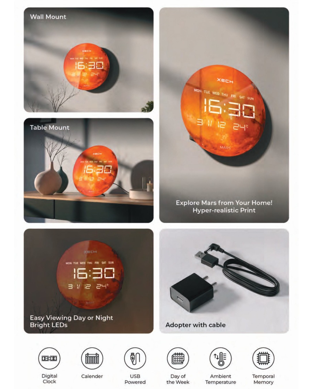 Xech Solaris Mars Digital Clock - Image 2